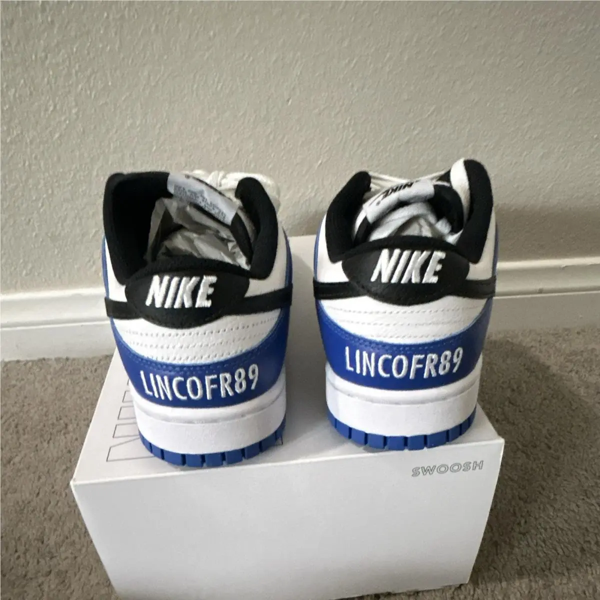 Nike shoes - Nike Dunk Low By You - White, Black, Blue 2