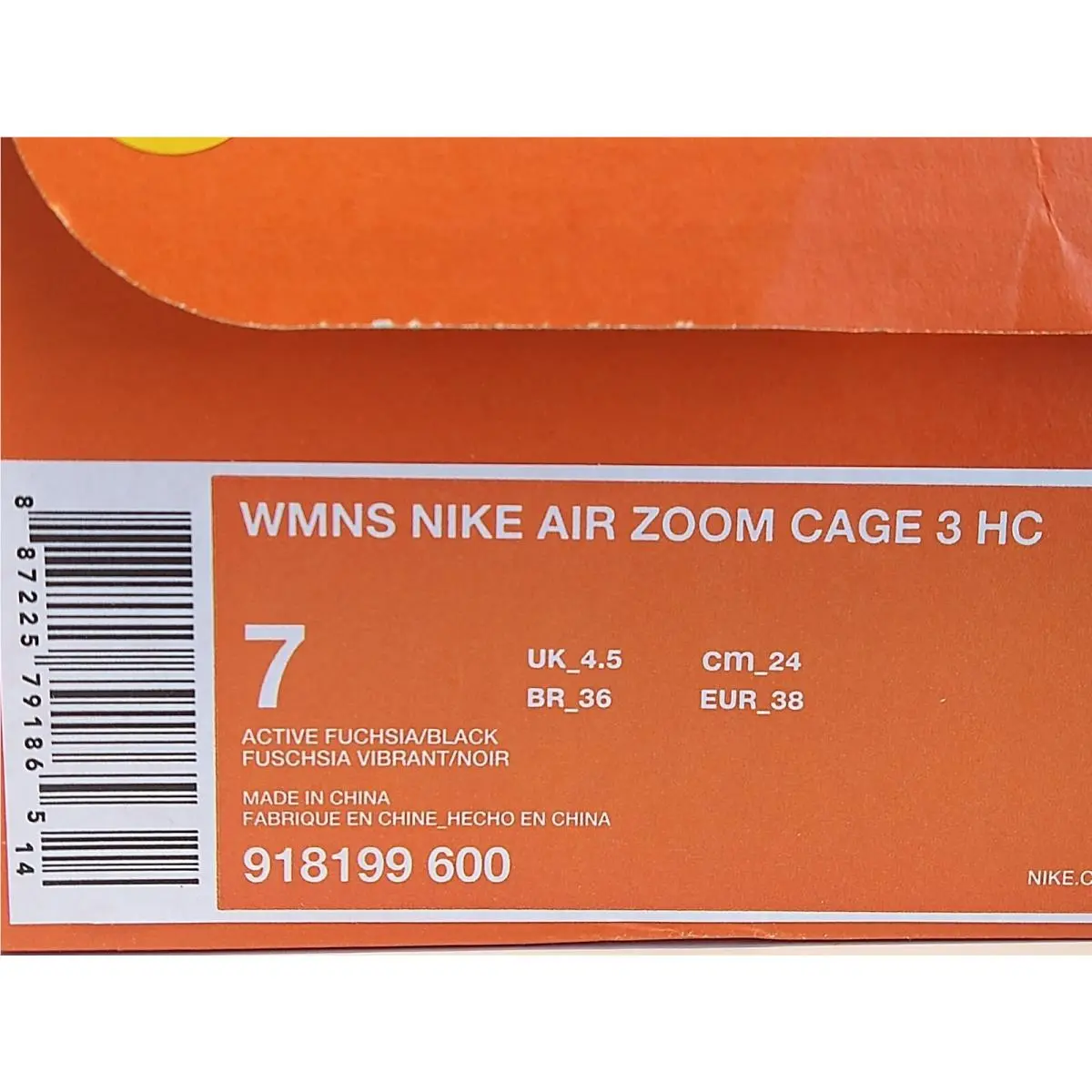 Nike shoes - Nike Air Zoom Cage 3 HC - 918199-600 - Active Fuchsia (UPC: 887225791865) 10