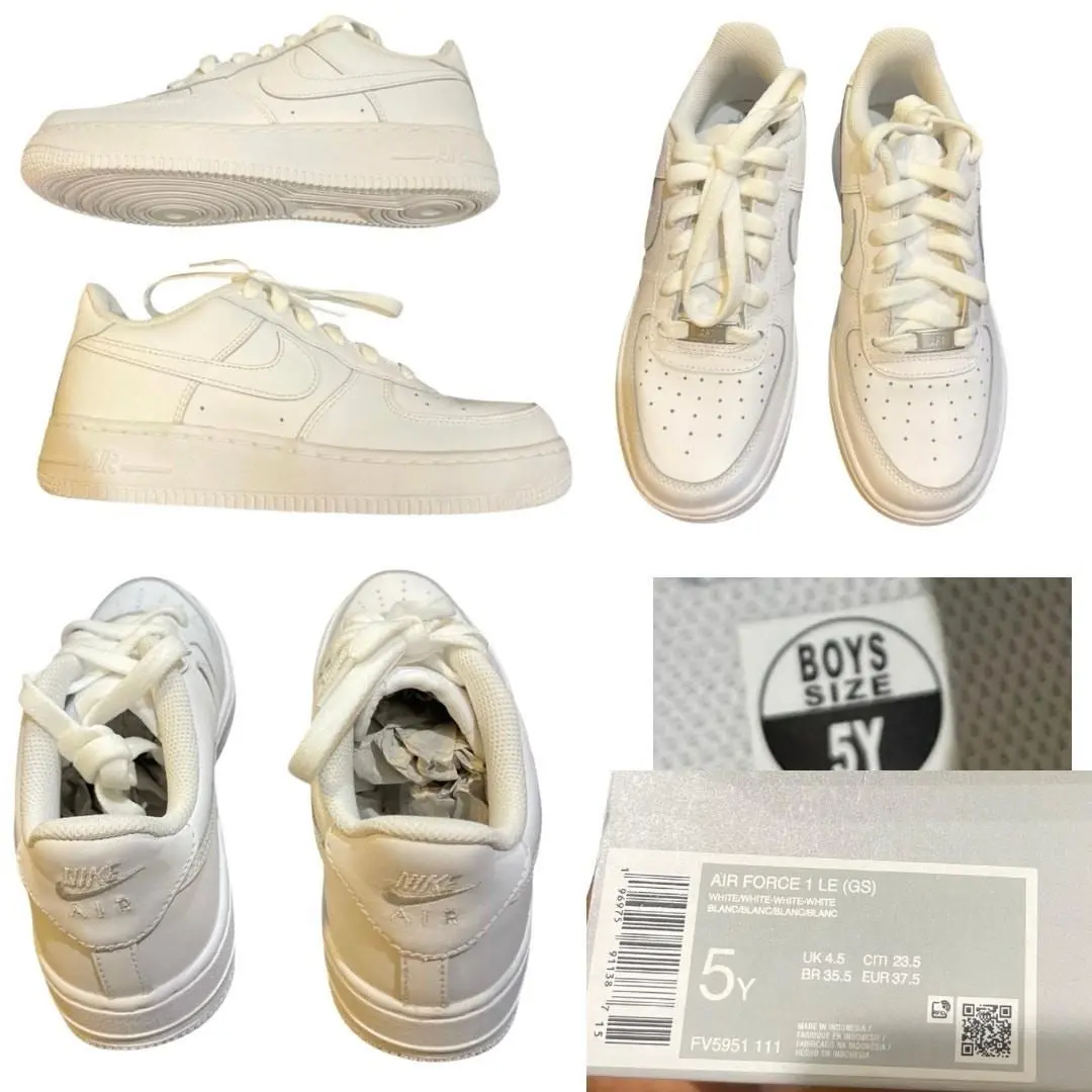 Nike Air Force 1 Low Top Sneakers Shoes Triple White You SZ 5 Streetwear