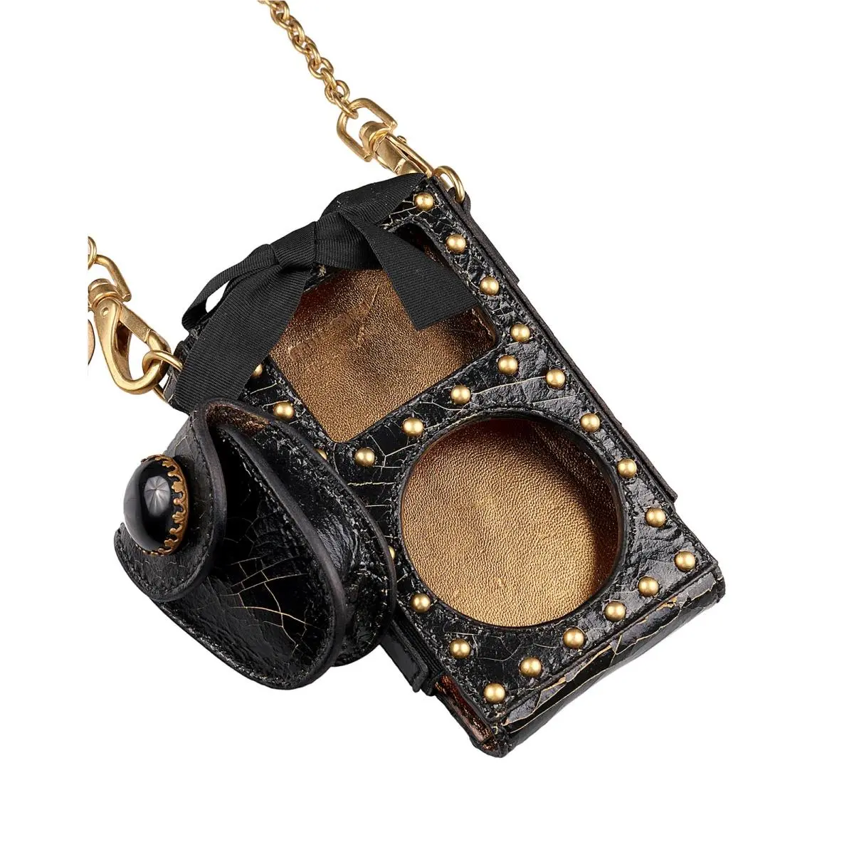 Distressed Crackled Leather Handbag Accessory by Miu Miu