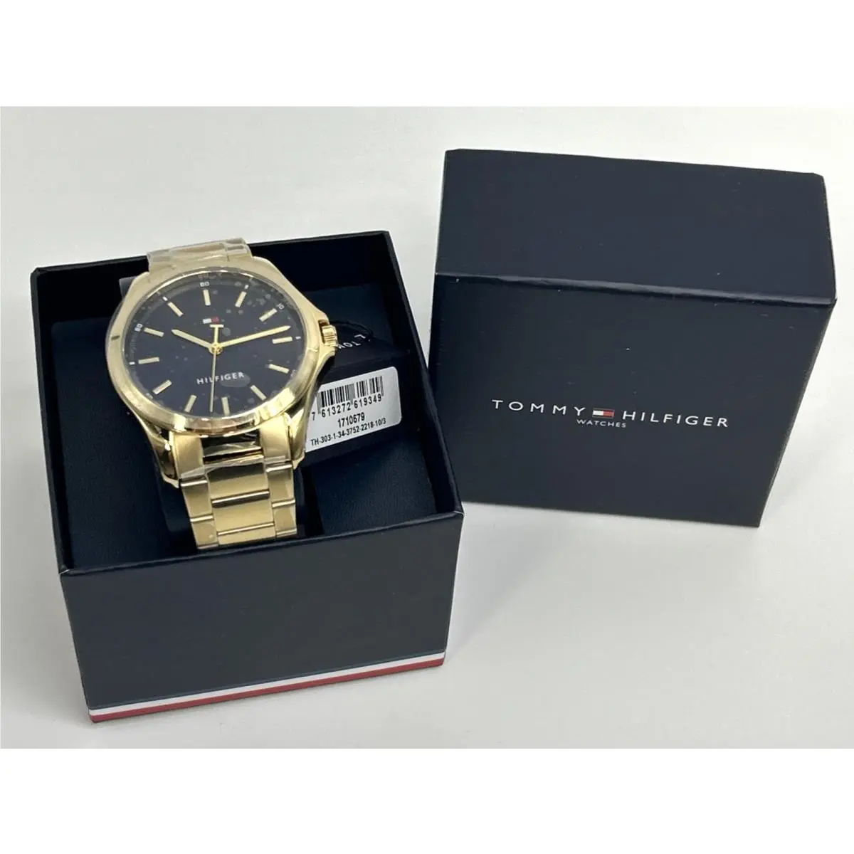 42mm Men`s 3H Quartz Watch Blue / Gold Stainless Steel Bracelet by Tommy Hilfiger