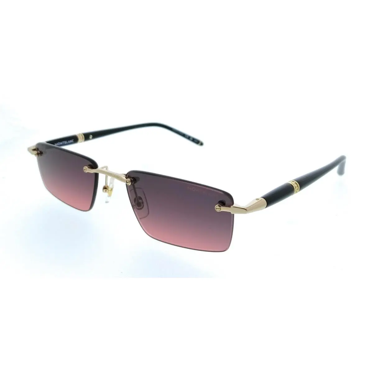 MB0484S-003 Gold Black Rimless Mens Sunglasses by Montblanc