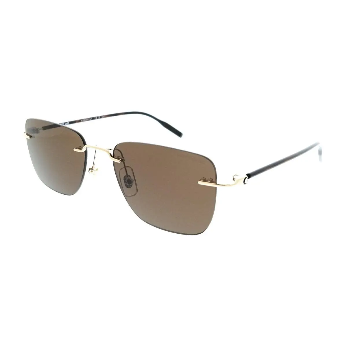 MB0470S-003 Gold Brown Rimless Mens Sunglasses by Montblanc