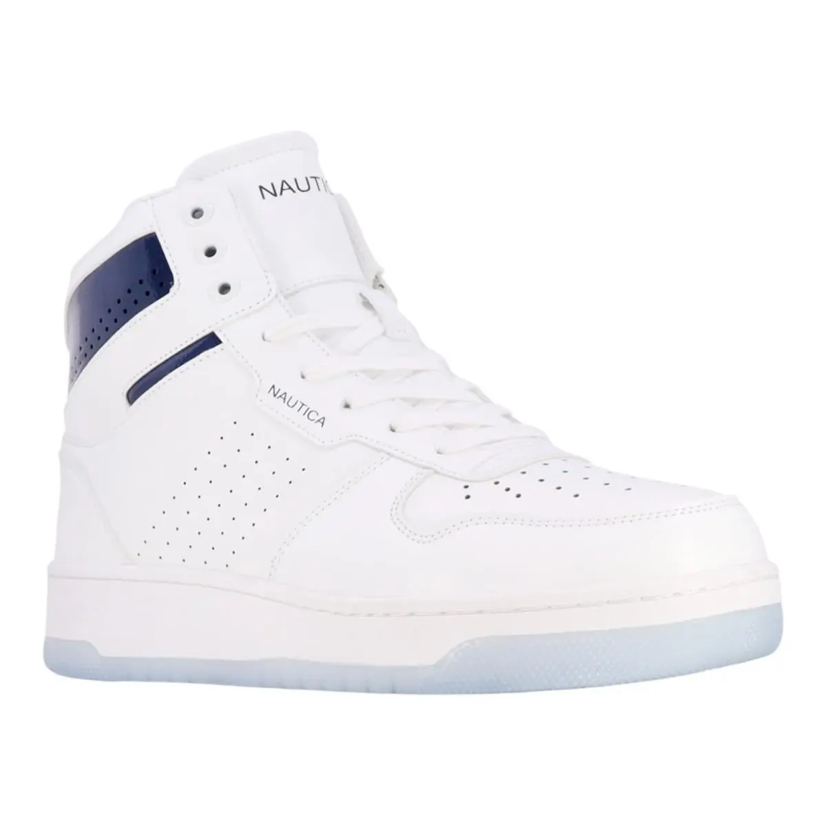 Nautica Men`s Oakford High Top Lace Up Sneakers White Blue Size 10