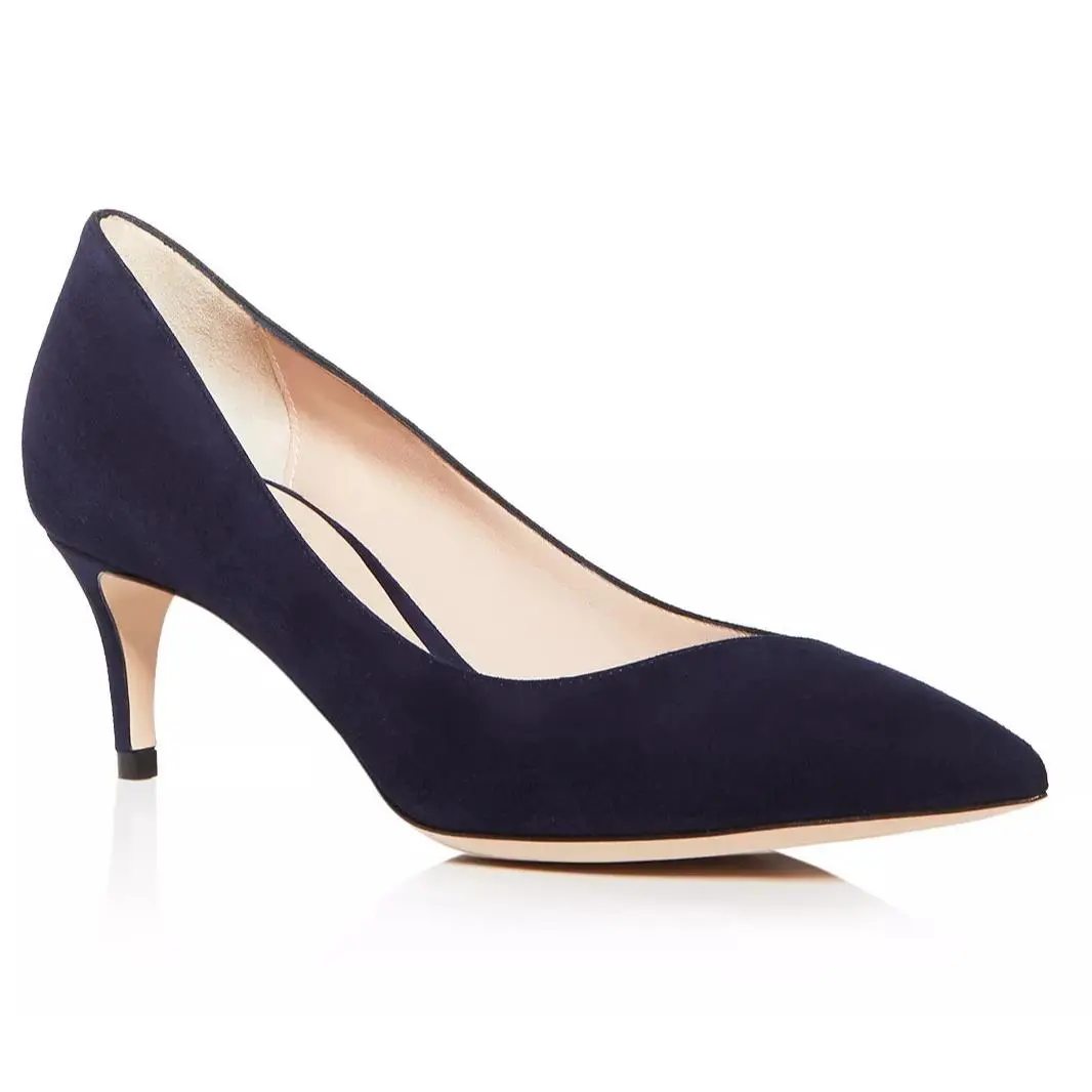 Women`s Decollete Suede Court Shoes Kitten Heel Pumps US 6 Navy by Giorgio Armani