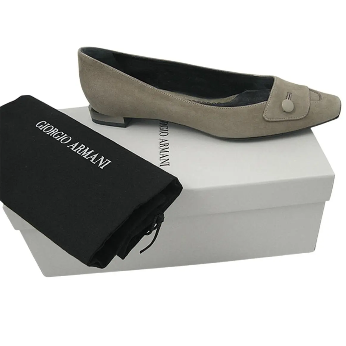Classic Suede Shoes Flats US 7 Euro 37 Gray Green by Giorgio Armani