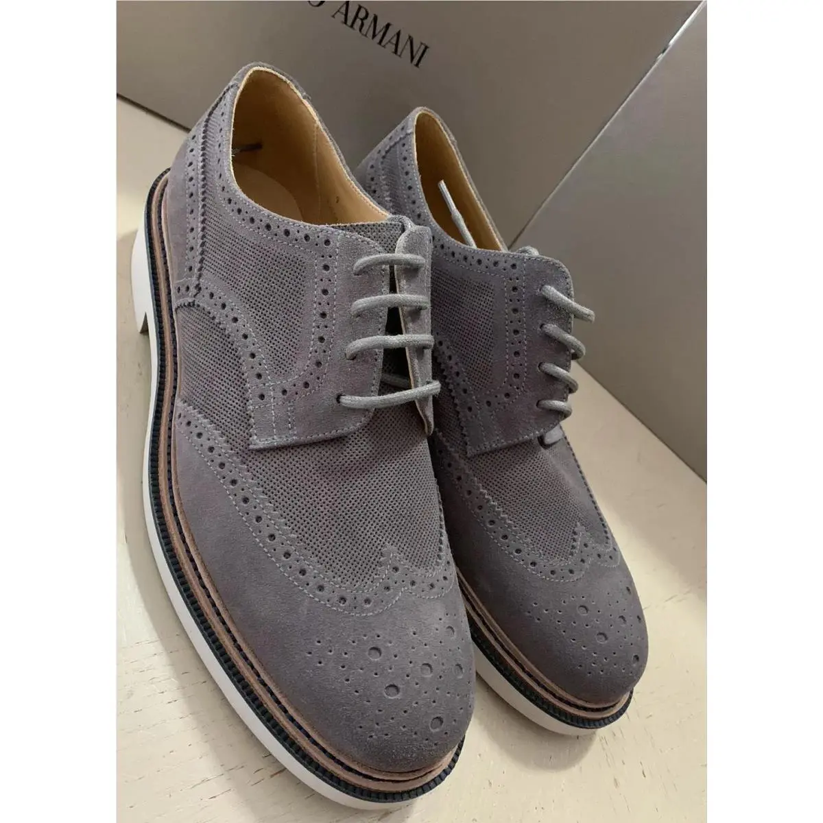 Men Spectator Shoes Gray 10.5 US/9.5 UK X2C561 by Giorgio Armani