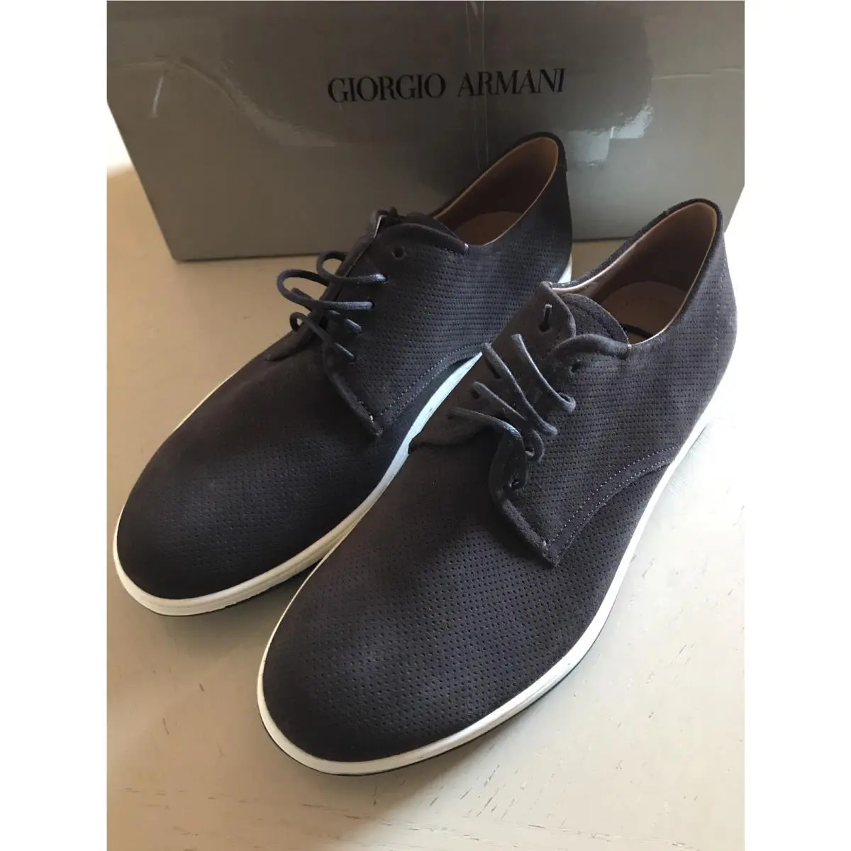 Suede Shoes Brown Size 6 39 Eu Anthracite Italy by Giorgio Armani