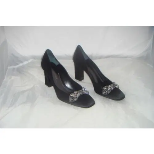 Black Satin Rhinestone Pumps Size 39 Eur 9 US by Giorgio Armani