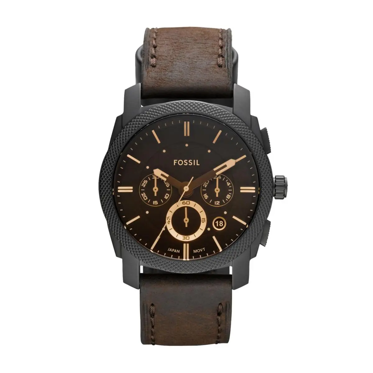 Fossil Men`s Machine Quartz Stainless Steel and 42MM Brown Leather/black