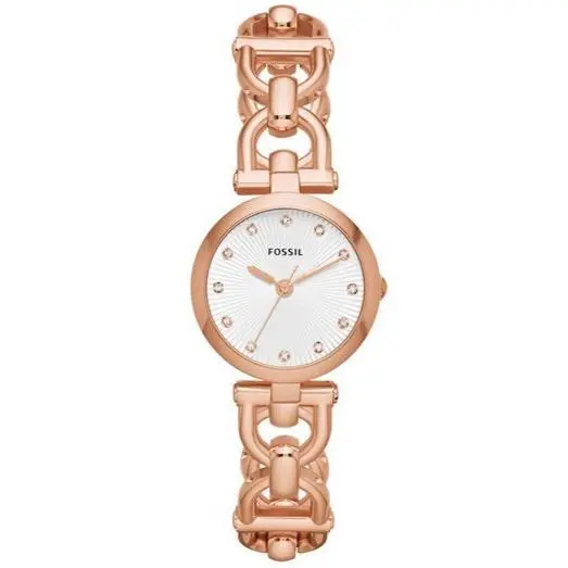 Mint Fossil `olive` Crystal Rose Gold Stainless Steel 28mm Womens Watch ES3350