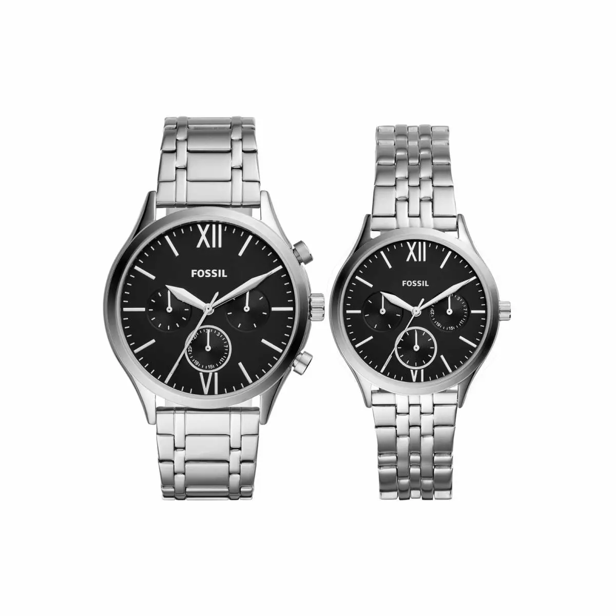Fossil His and Her Fenmore Midsize Multifunction Stainless Steel Watch Silver