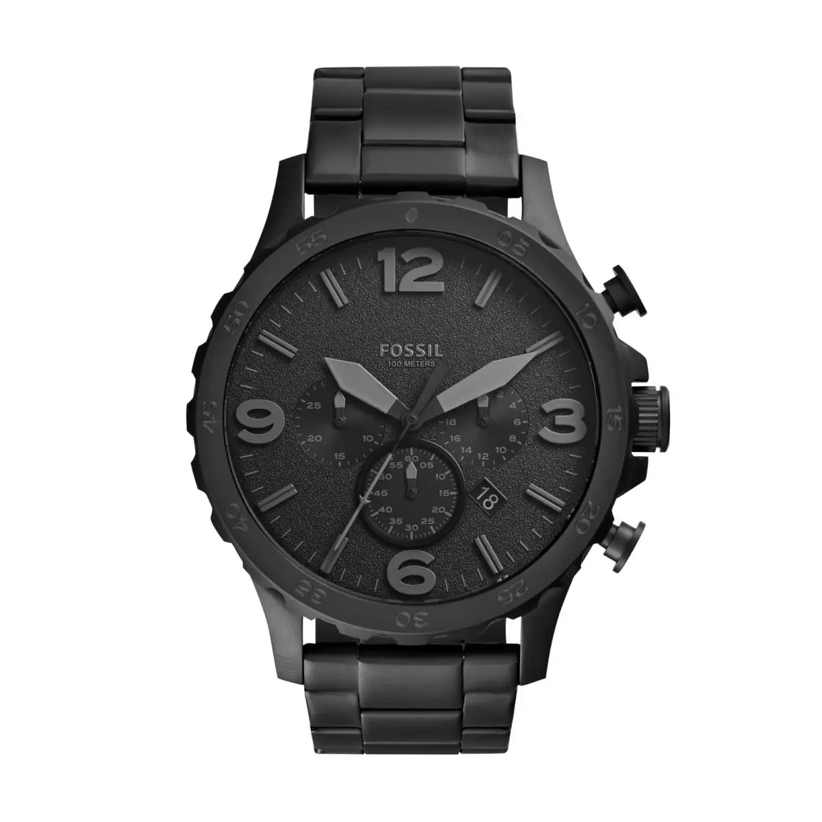 Fossil Men`s Nate Quartz Watch Stainless Steel Watch For Men One Size Black
