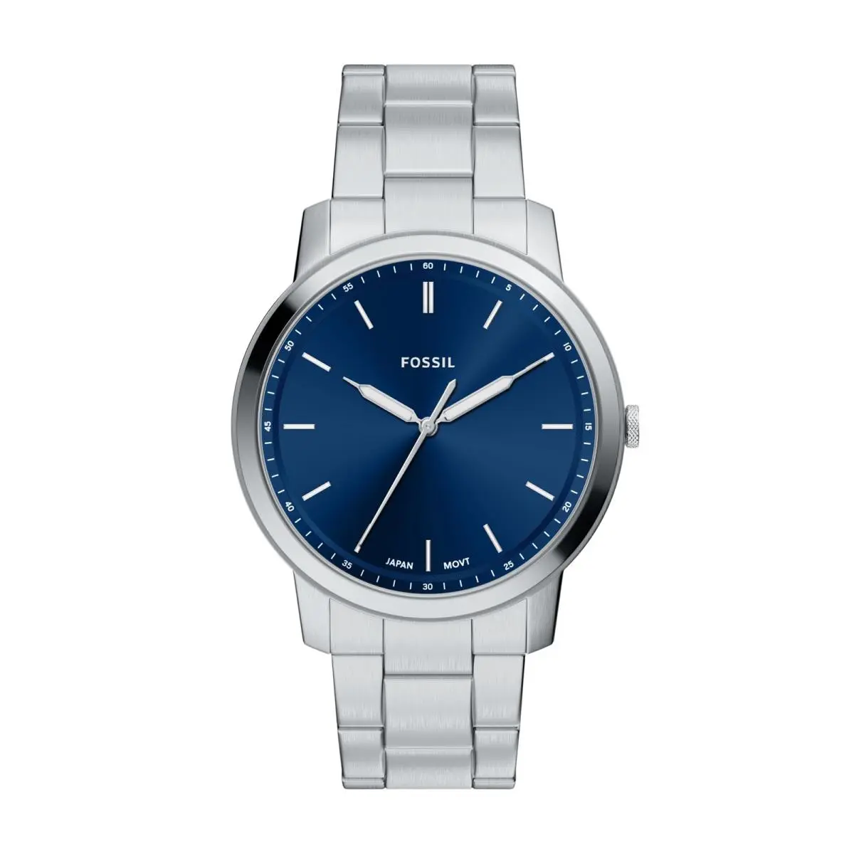 Fossil Men`s Minimalist Three-hand Stainless Steel Watch Silver/blue