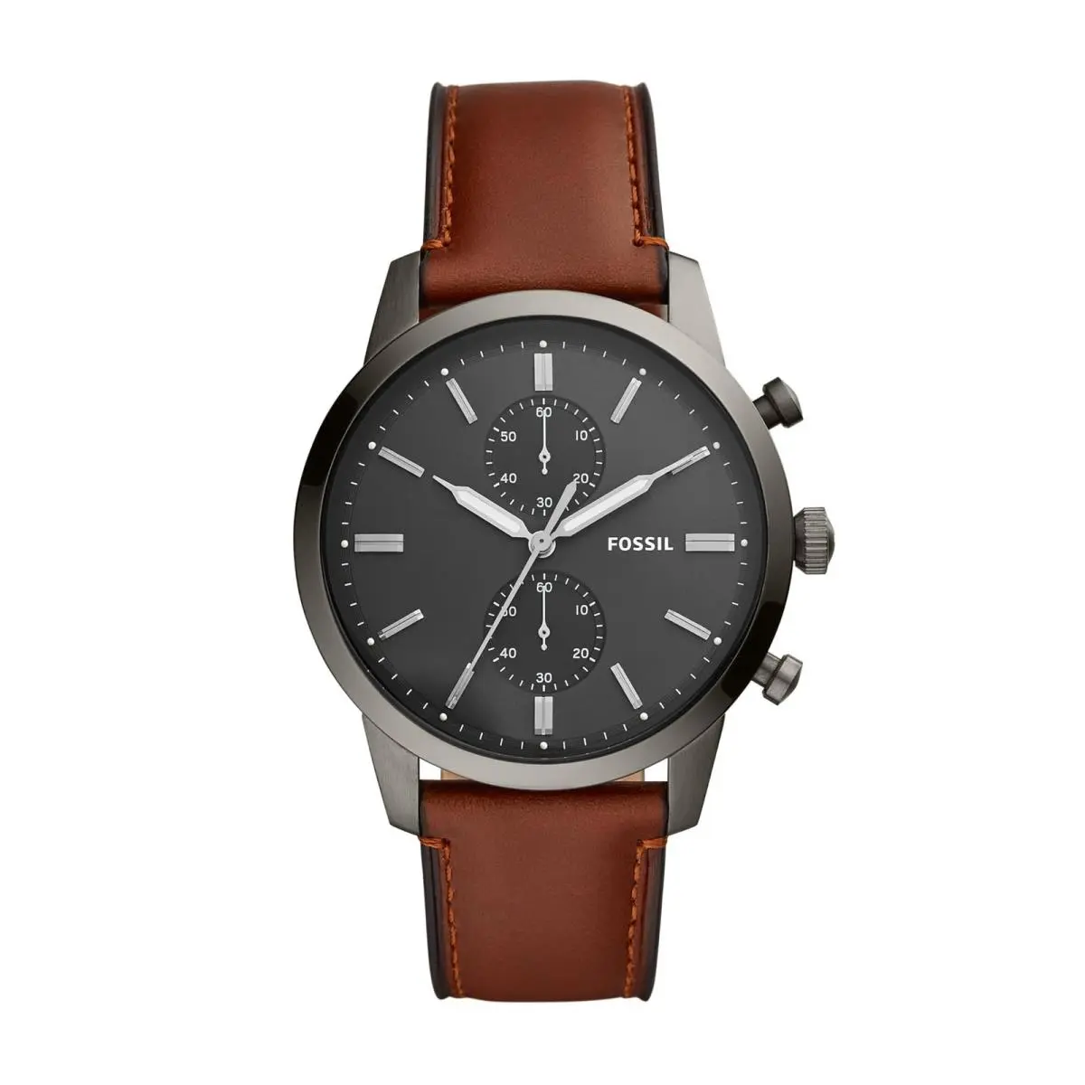 Fossil Men`s Townsman Quartz Stainless Steel 44MM Brown Leather/smoke Gray