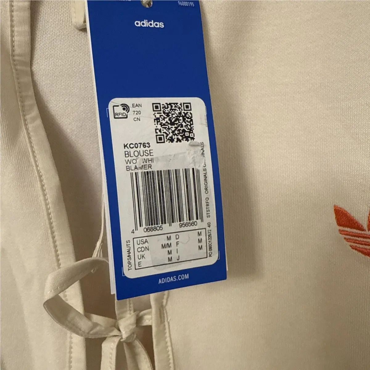 Adidas clothing - adidas Originals Summer Glow Blouse - KC0763 - Wonder White (UPC: 4068805956560) 2
