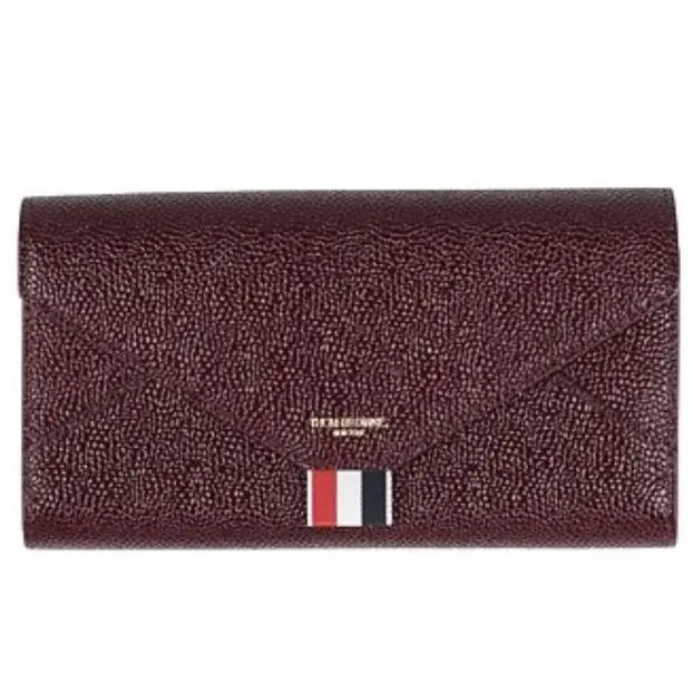 Thom Browne Men`s Leather Bi-fold Long Wallet with Zip Pocket