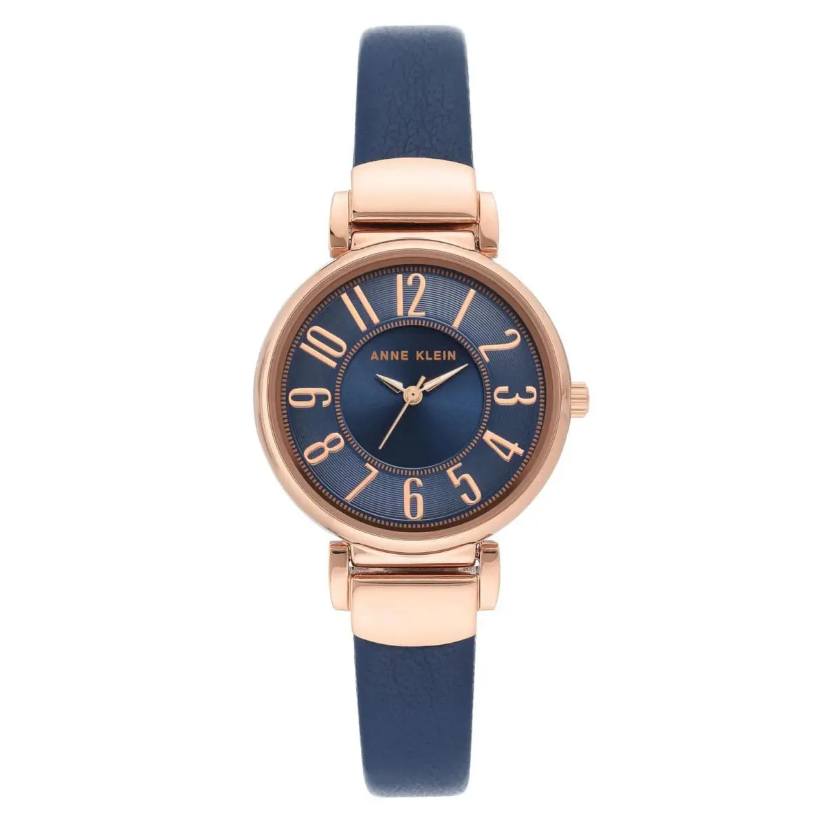 Women s Easy to Read Navy Leather Strap Watch AK by Anne Klein