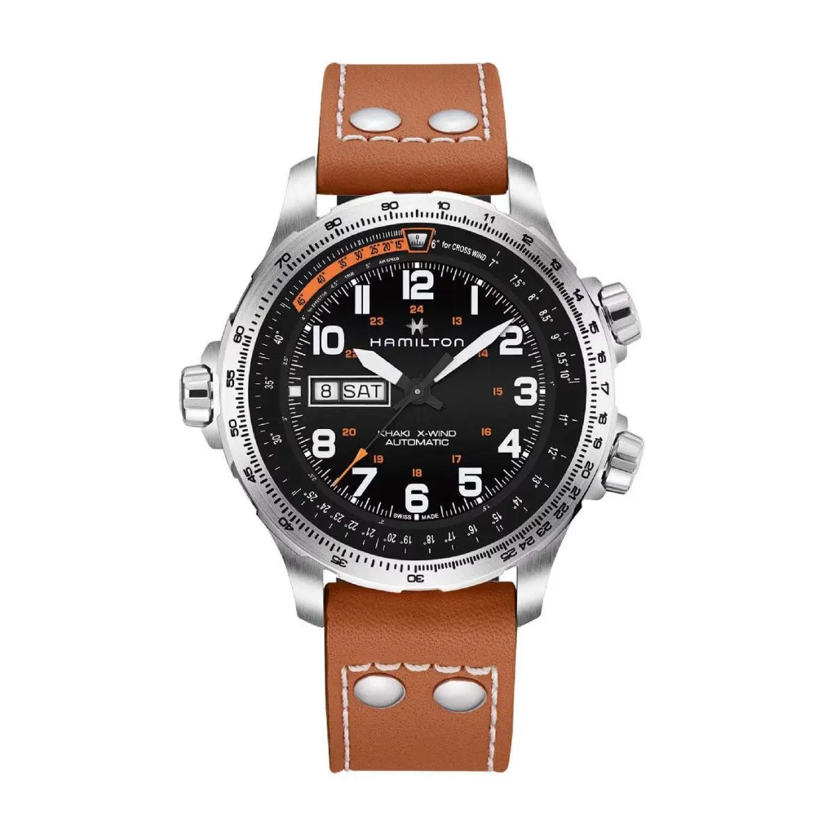 Khaki Aviation Black / Leather Black Dial Wristwatch H77755533 by Hamilton