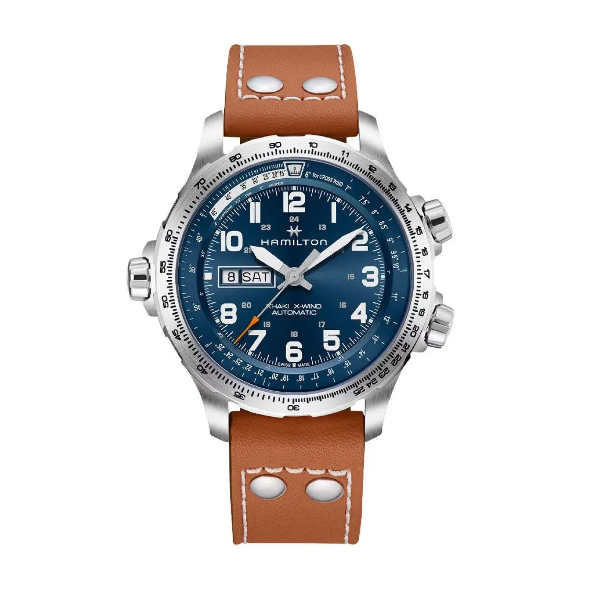 Khaki Aviation Blue / Leather Blue Dial Wristwatch H77765541 by Hamilton