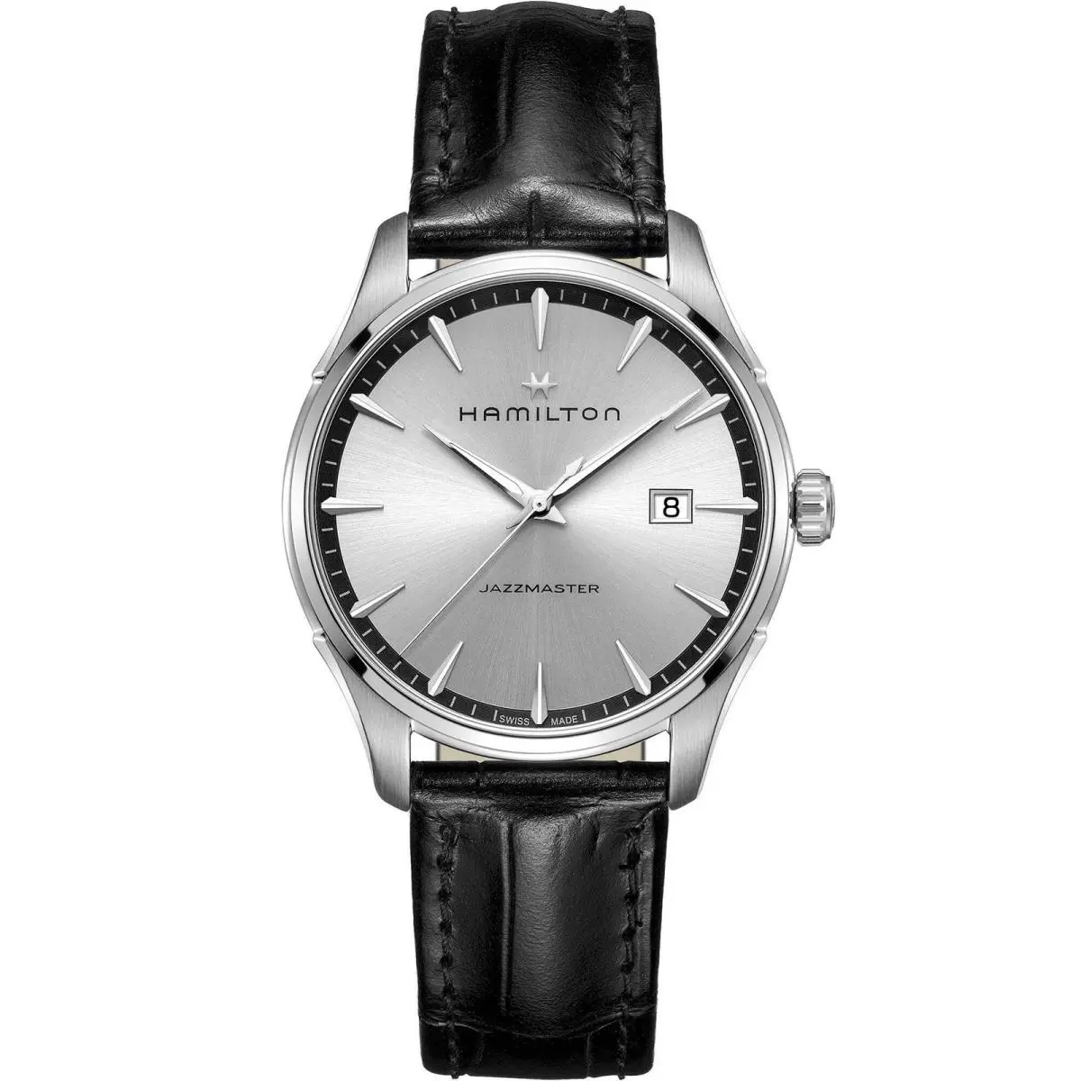 Hamilton Jazzmaster Gent Silver / Black Leather Silver Dial Wristwatch H32451751