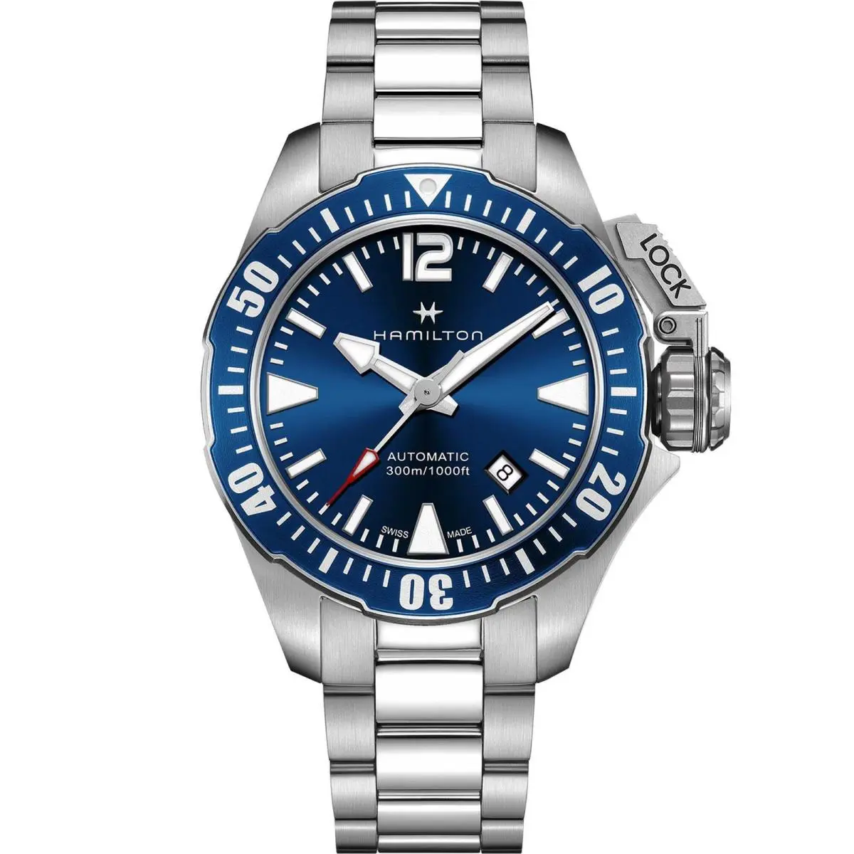 Khaki Navy Silver/ss Blue Dial Wristwatch H77705145-PL by Hamilton