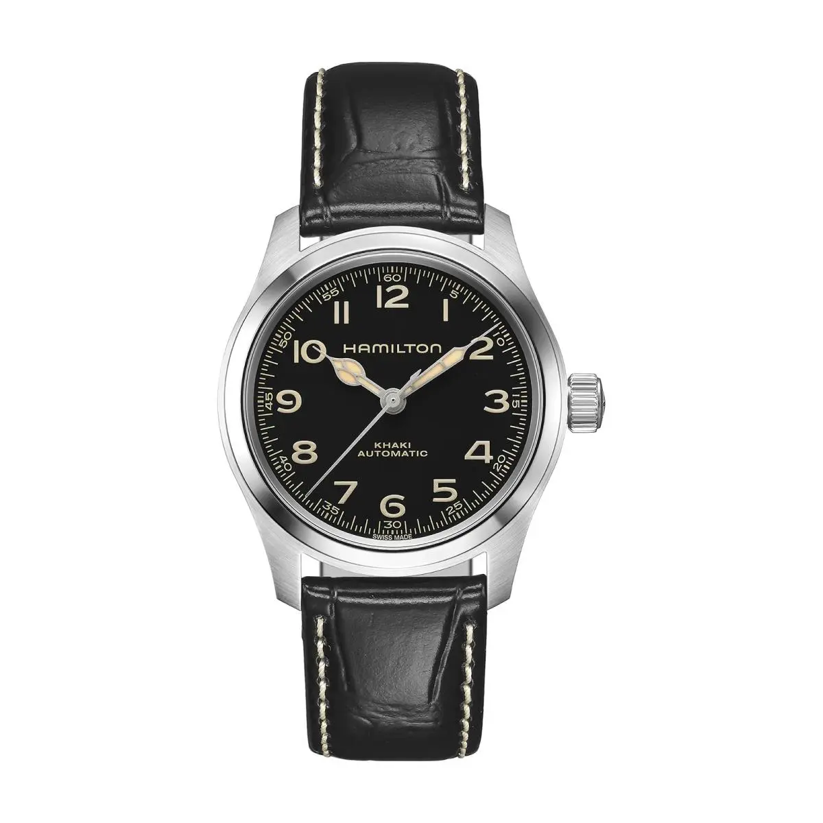 Khaki Field Black / Leather Black Dial Wristwatch H70405730 by Hamilton