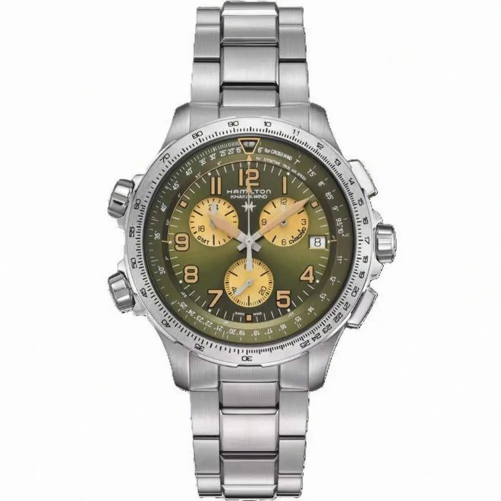 Khaki Aviation Green Dial / Silver Stainless Steel Bracelet Green Dial Wristwatc by Hamilton