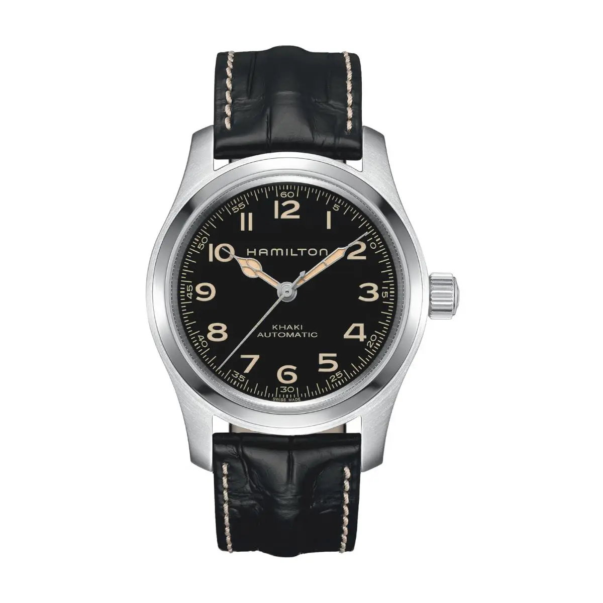 Khaki Field Black / Leather Black Dial Wristwatch H70605731 by Hamilton
