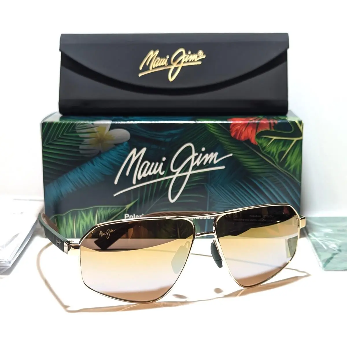 Keawawa Gold W/green - Dual Mirror Gold to Silver Sunglasses DGS620-16 by Maui Jim