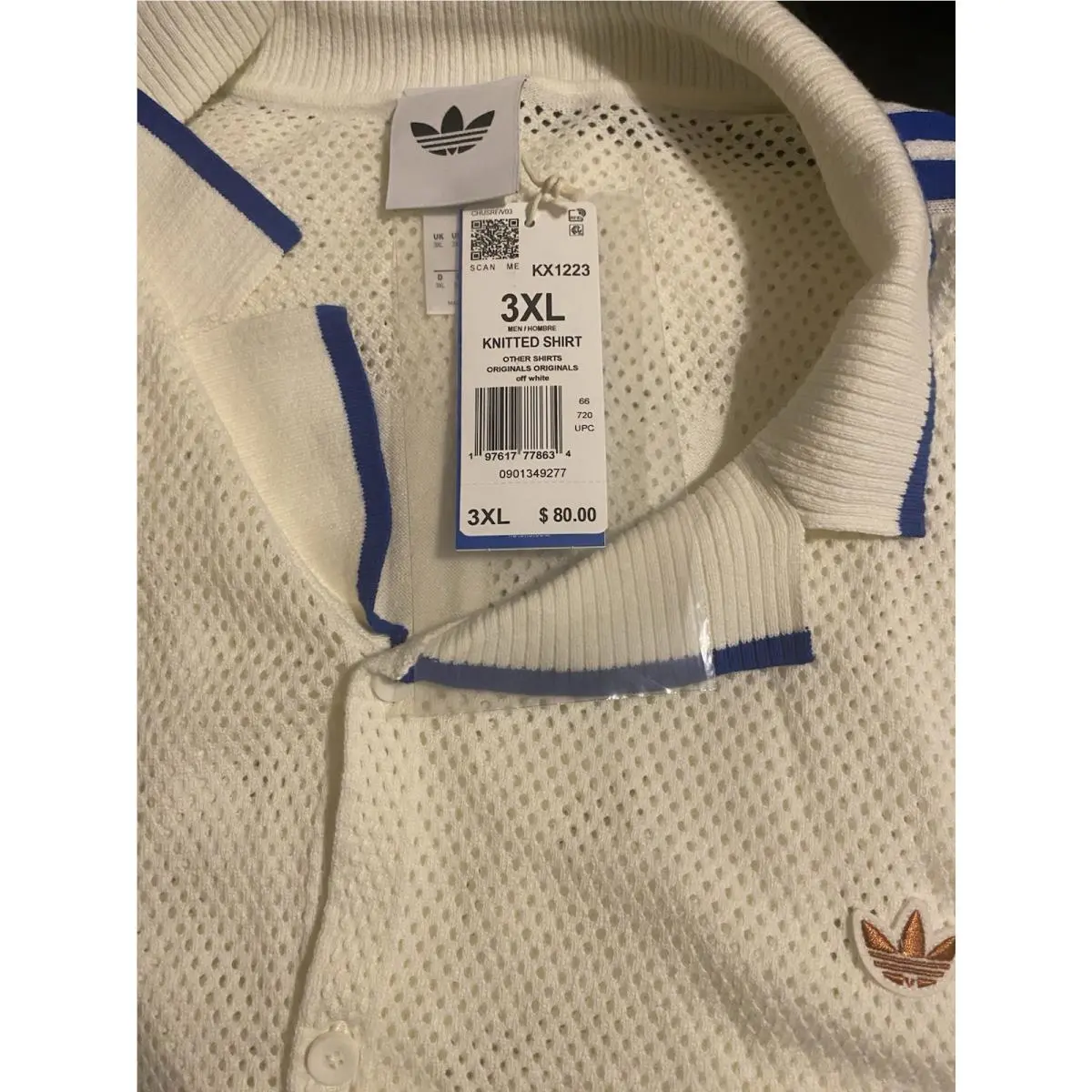 Adidas clothing - adidas Originals Knit Resort Shirt - KX1223 - Cream White (UPC: 197617778634) 8