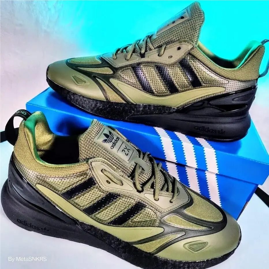 Adidas shoes - adidas ZX 2K - GW0518 - Focus Olive / Core Black / Orange Rush 3