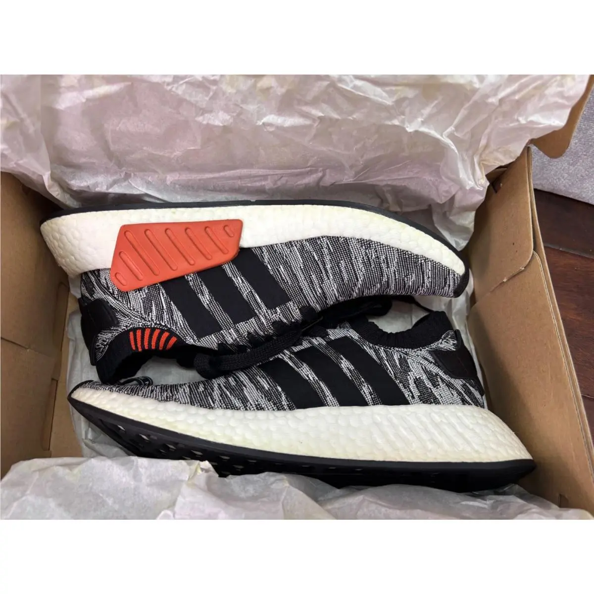 Adidas NMD_R2 PK Primeknit Core Black Future Harvest Mens 8.5 BY9409