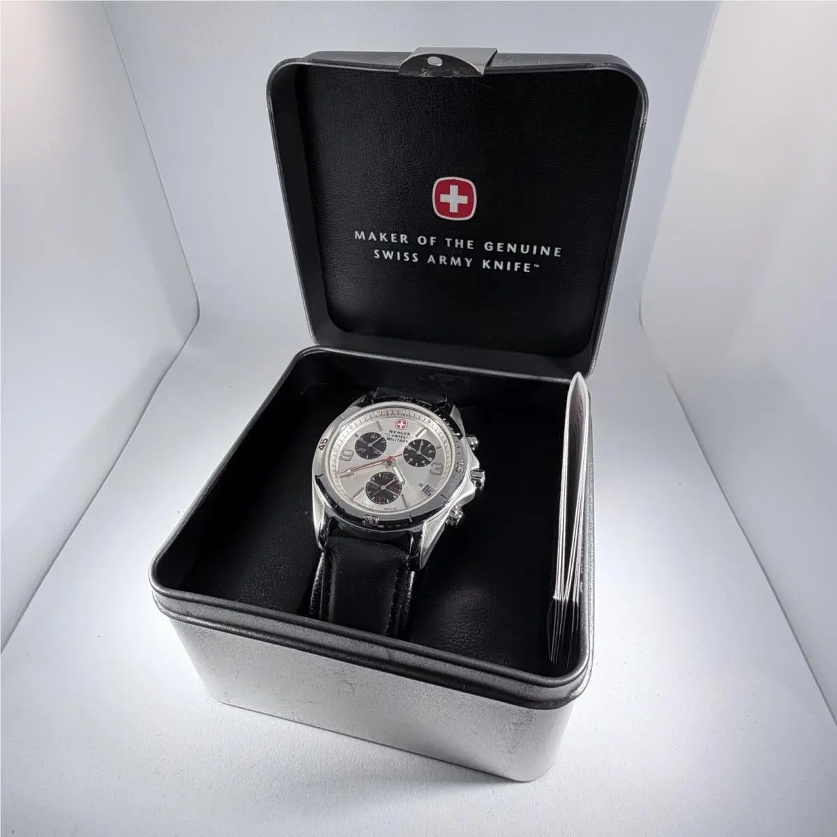 Chronograph Swiss Army Military Silver Black Dial 4 Jewels G5-11 by Wenger