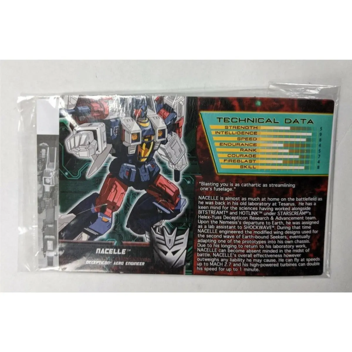 2013 Transformers Botcon Nacelle Jet Tech Spec Instructions Bio Card Tfcc