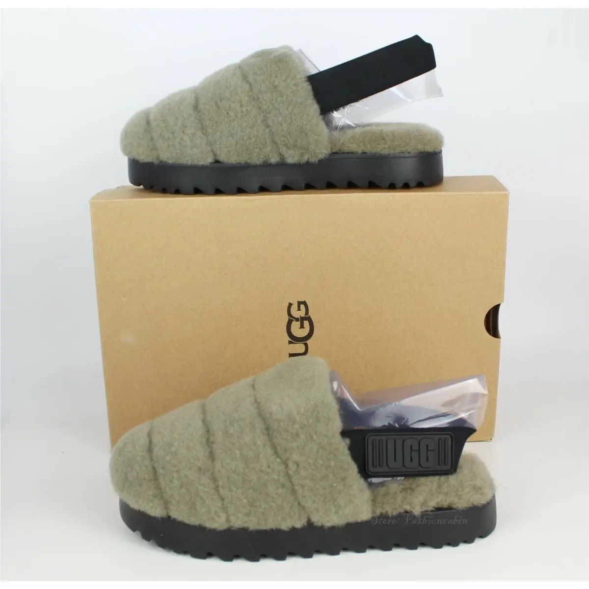 Ugg Super Fluff Shearling Slingback Slipper US 5 Burnt Olive