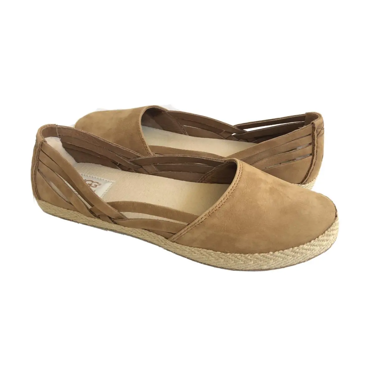 Ugg Cicily Chestnut Espadrille Slip ON Nubuck Flat Shoe sz US 9.5 /eu 40.5 /uk 8