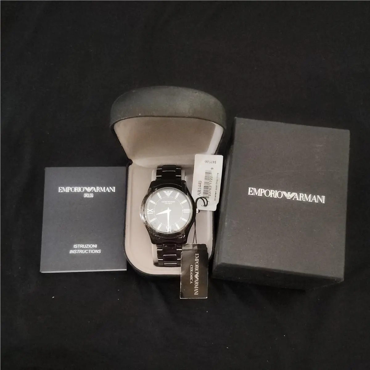 Mens AR1440 Ceramic Slim Black Dial Watch by Emporio Armani