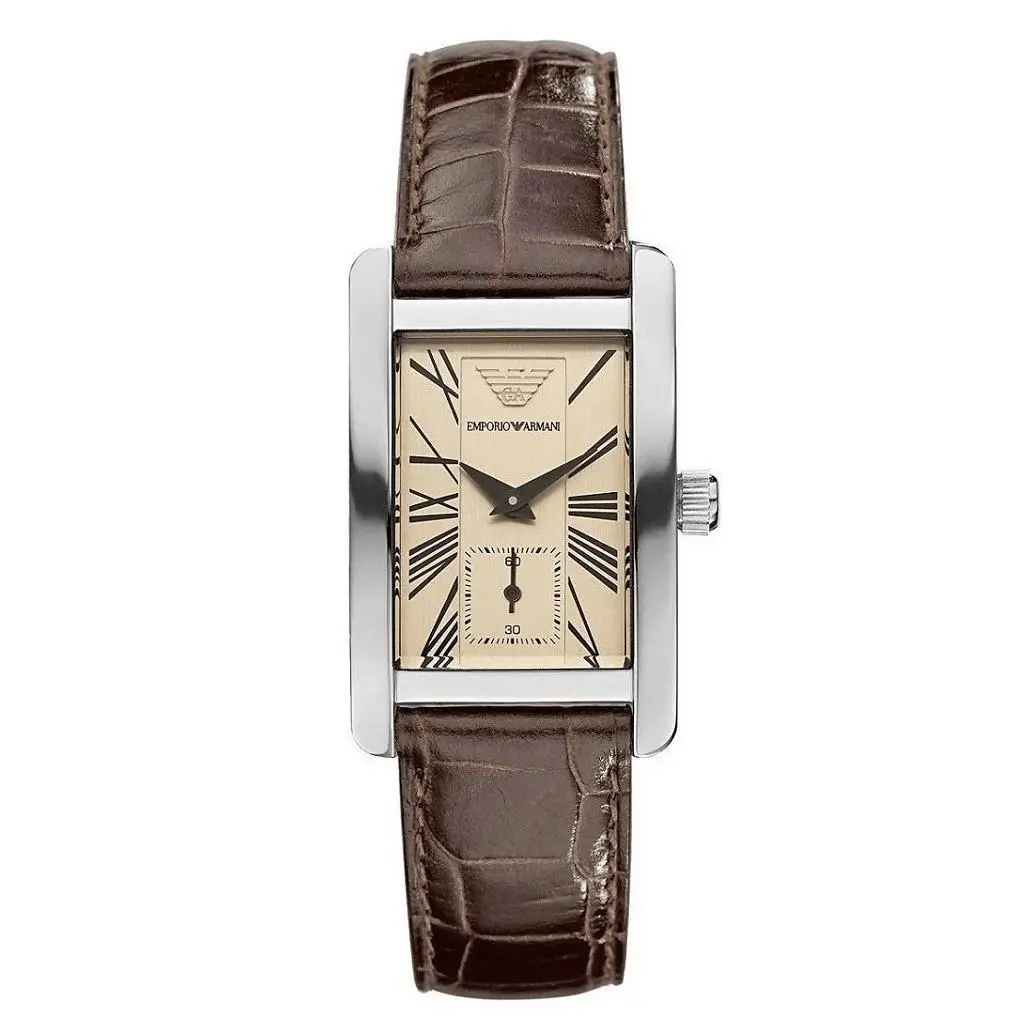 Womens Watch AR0155 Beige Dial Brown Leather Strap by Emporio Armani
