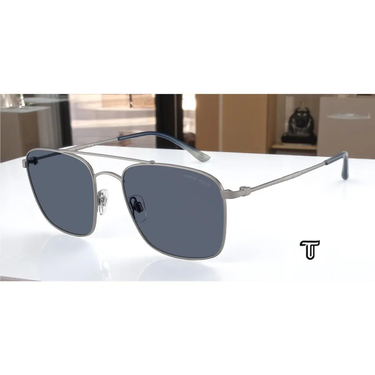 AR6080 300387 55 Matte Gunmetal Grey 55 mm Men`s Sunglasses by Giorgio Armani