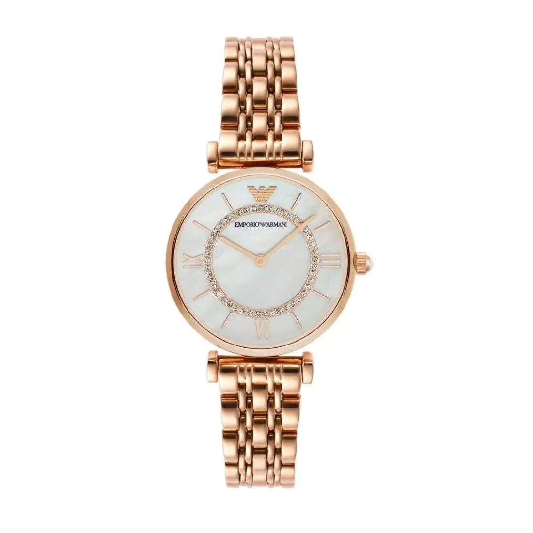 Emporio Armani Women`s Gianni T-bar White Mop Dial Quartz Watch AR1909