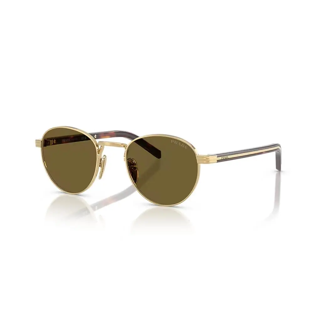 Prada Sunglasses PRB52S 5AK09Z 49 Gold Frame / Dark Brown Lens
