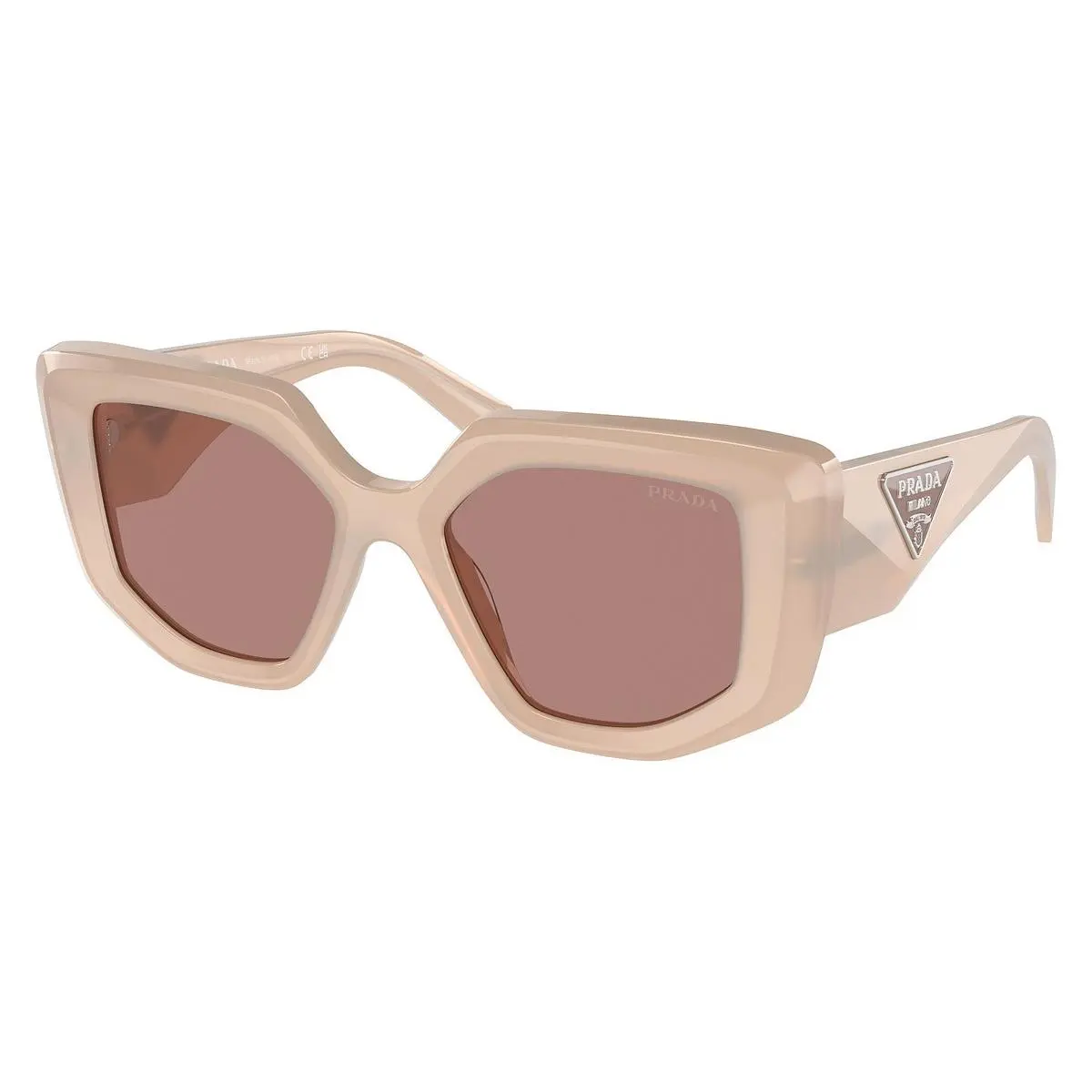 Prada Woman Irregular Sunglasses PR14ZS 19R10D Opal Natural/light Brown 50mm