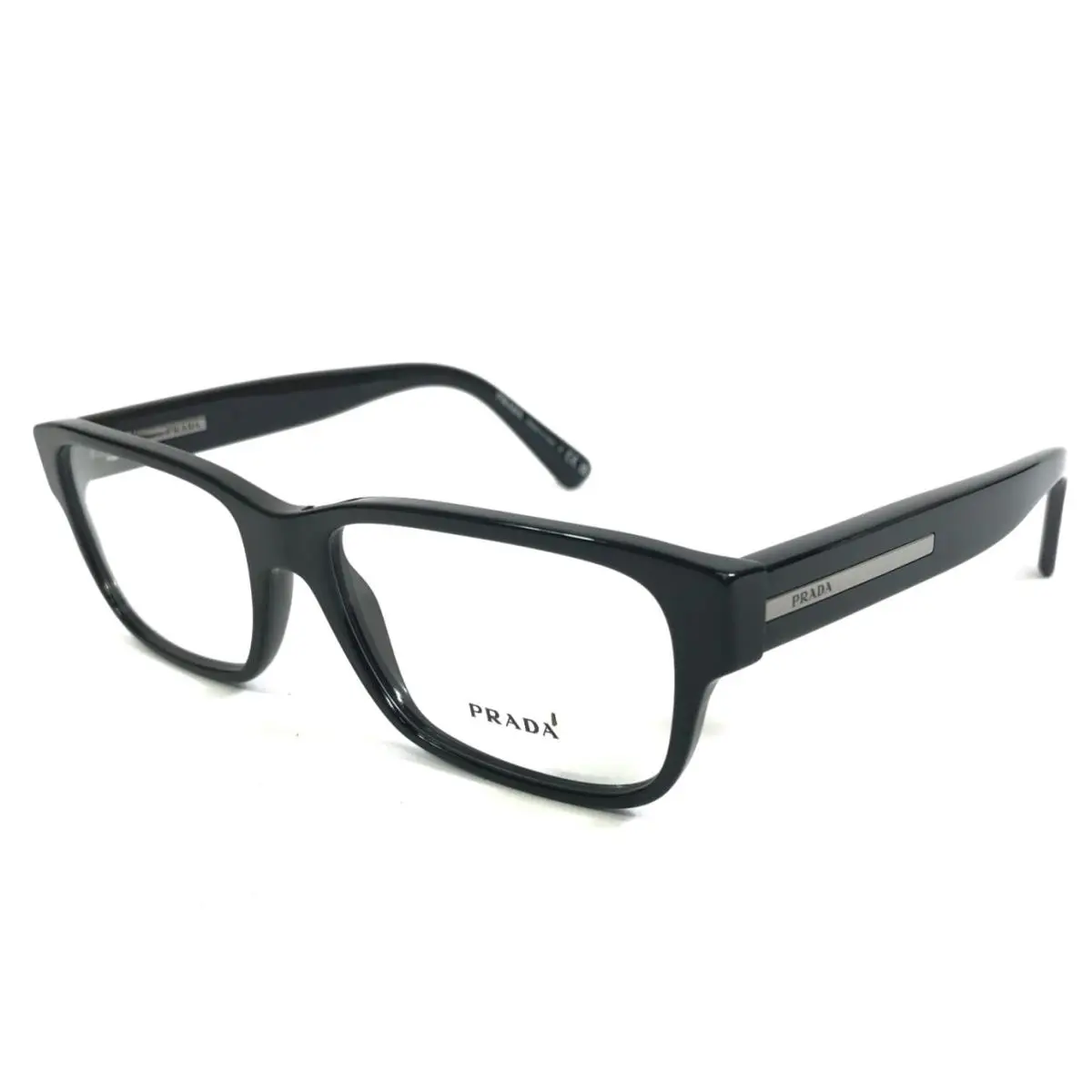 Prada Eyeglasses Frames VPR18Z 1AB-1O1 Shiny Black Rectangle Full Rim 56-17-140