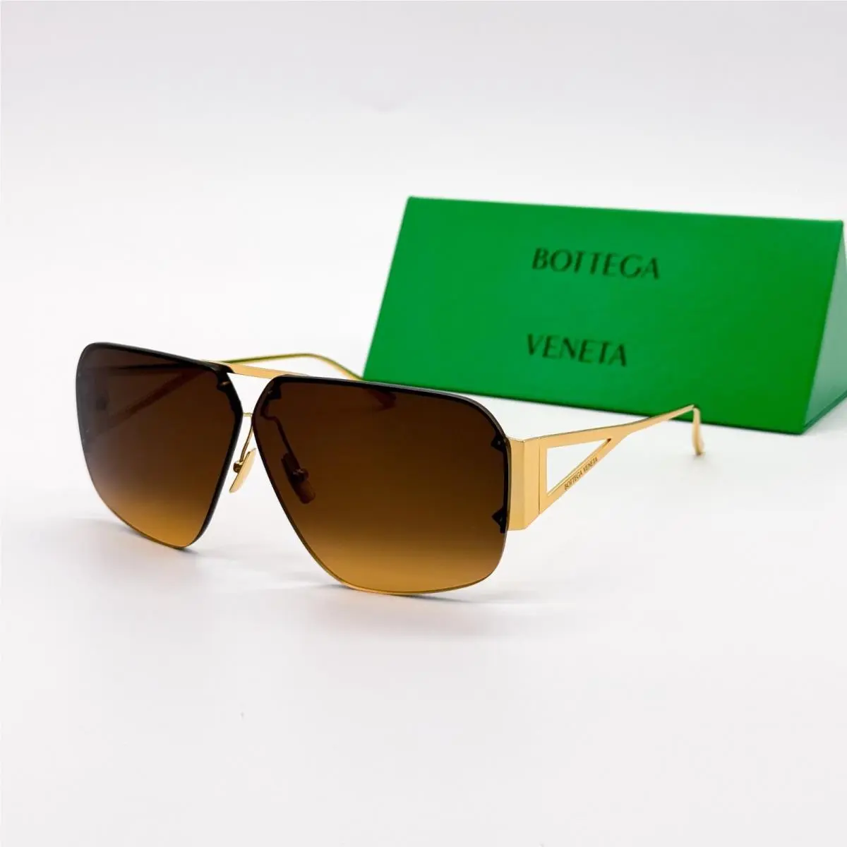 BV1065S 002 Gold Brown Oversized Women Sunglasses by Bottega Veneta