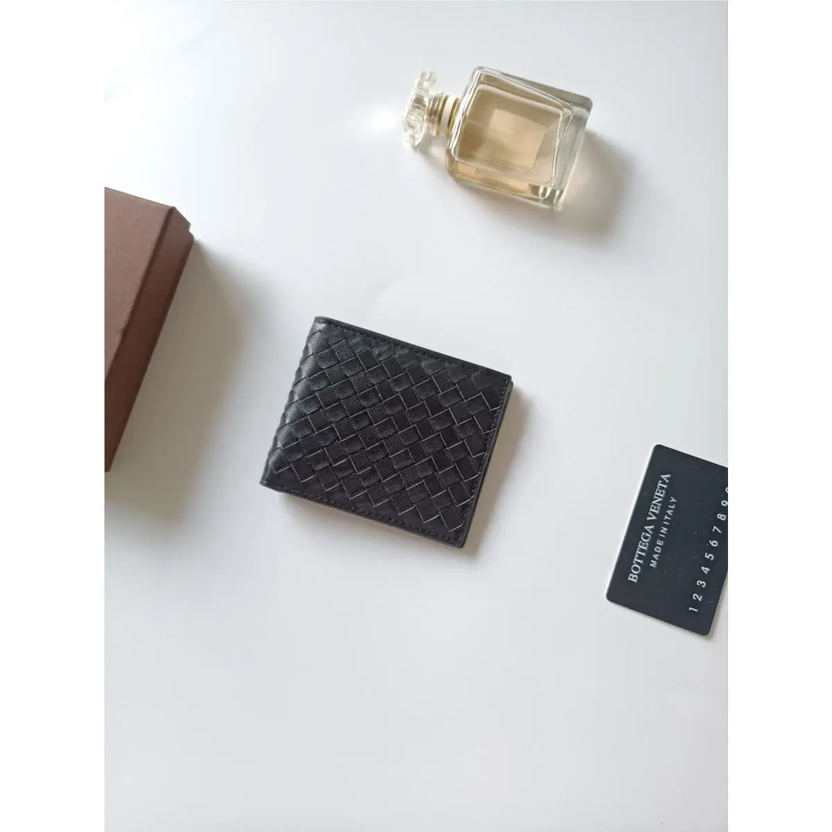 Bottega Veneta Intrecciato Lambskin Leather Bifold Wallet Black 743211