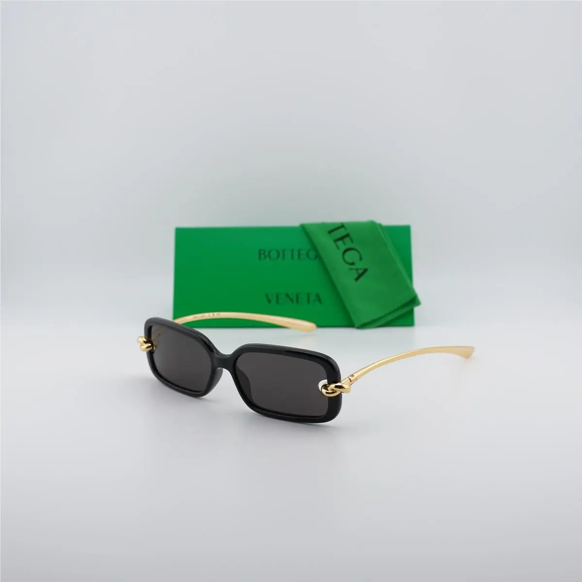 BV1439S 001 Black/gold/grey 56-14-145 Sunglasses by Bottega Veneta