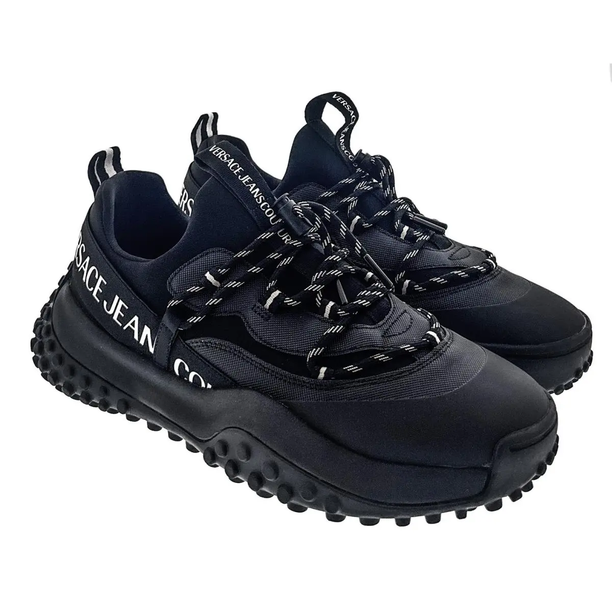 Versace Jeans Couture Mens Men’s Black Signature Low-top Logo Sneakers-EU40