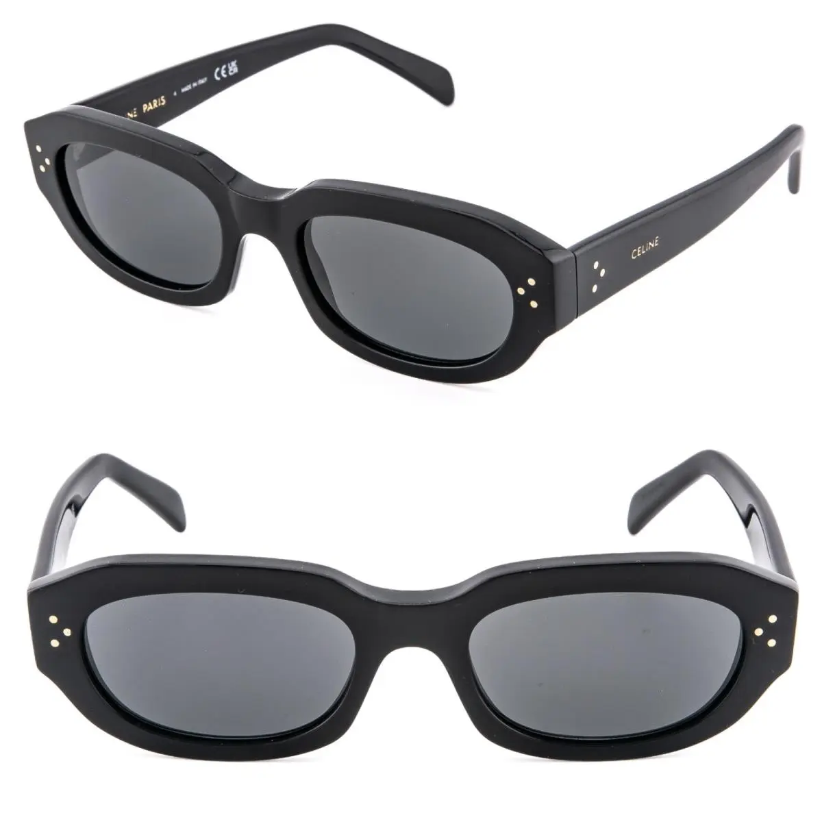 40314 CL40314I Bold 3 Dots Black Angular Narrow Sunglasses 01A Unisex by Celine