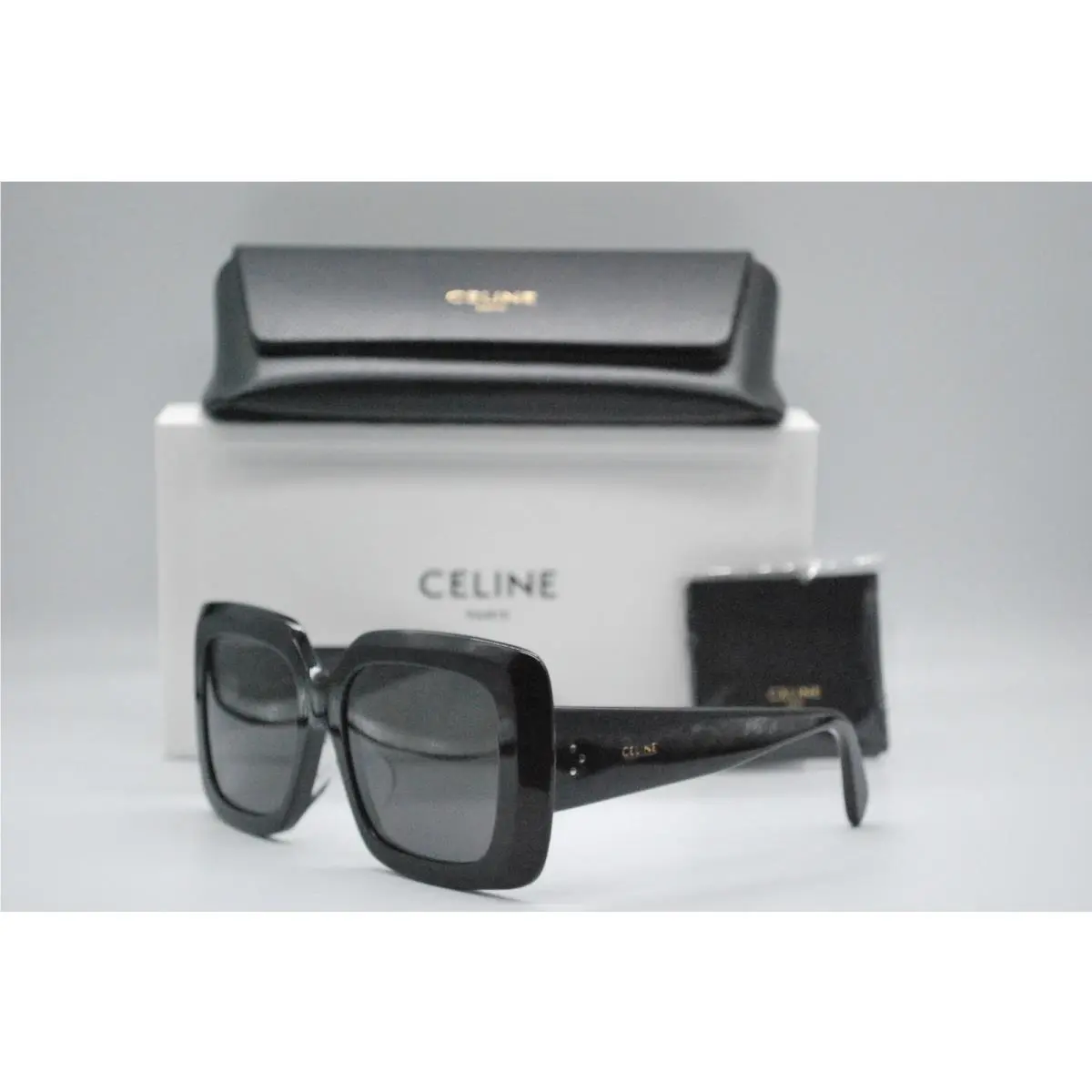 CL40263F 01A Shiny Black Smoke Sunglasses Frame 54-17 by Celine
